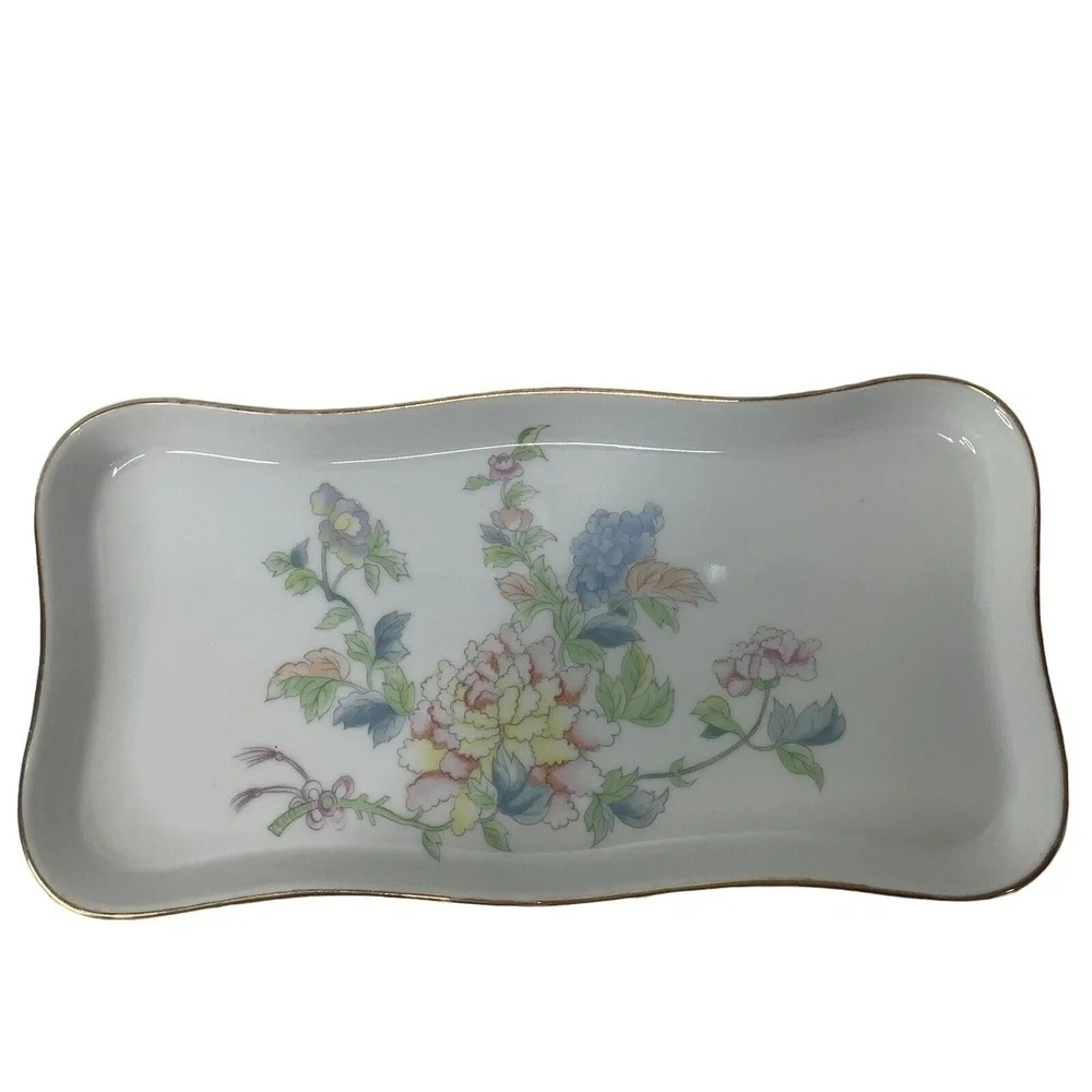 Vtg Andrea By Sadek Plate Tray Porcelain Made In Japan # 9920‎ Floral White Blue